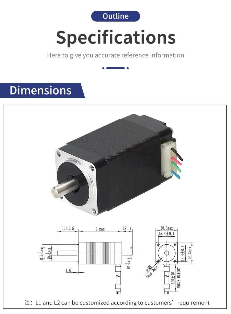 20HS 2 phase Hybrid Stepper Motor parameters