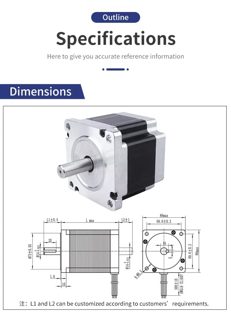 86mm 86HC 1.2° three-phase stepper motor drawing