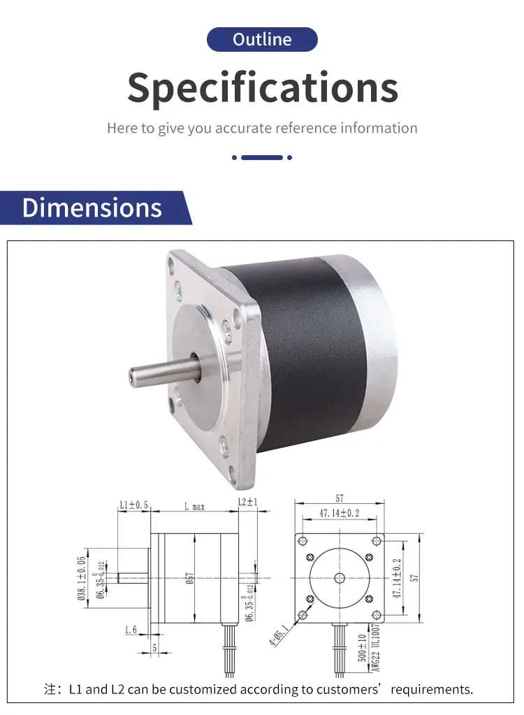 57mm 57HY 1.8° circular stepper motor drawing